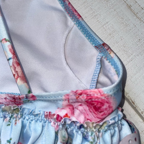 Blue Ruffle Floral Bikini Set - Picture 5 of 8